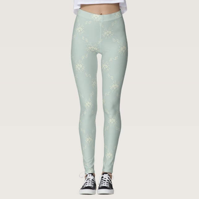 Leggings Florais Vintage Pastel (Frente)
