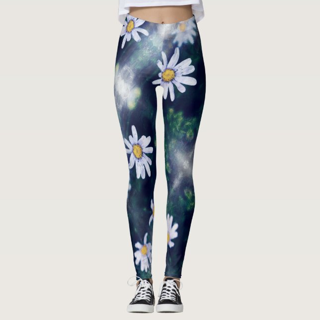 Leggings Flores Amarelas Azuis Incríveis (Frente)