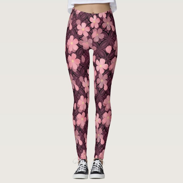 leggings floridas de cereja (Frente)
