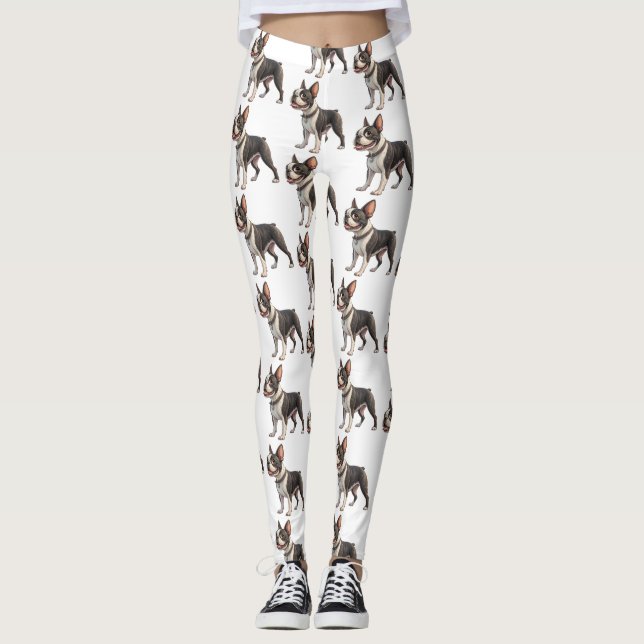 Leggings Fofas e Coloridas de Boston Terrier (Frente)