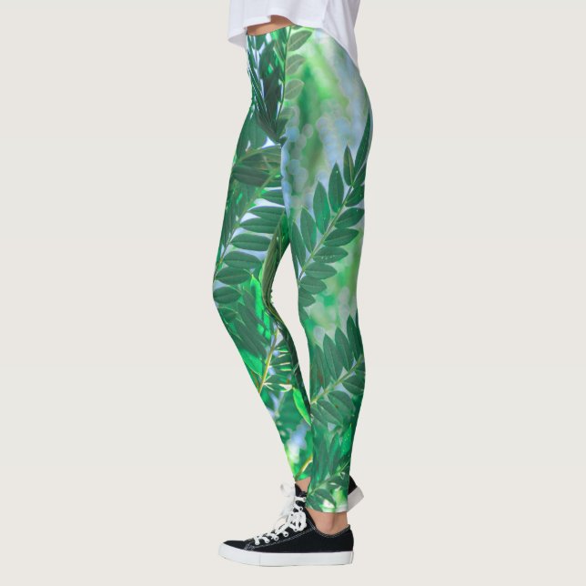 Leggings Folhas de Árvore Jacaranda Cores Verdes (Esquerda)