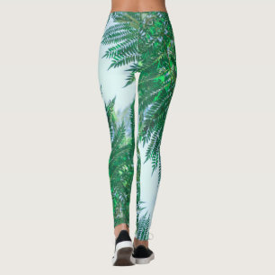 Leggings Folhas de Árvore Jacarandá Cores Verdes