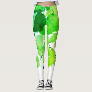 Leggings Folhas de Videira Verde Sonhadoras