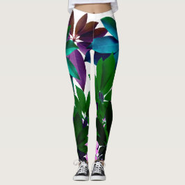 Leggings Folhas Rosa e Verde