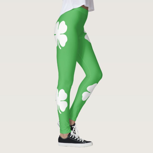 Leggings Foliares de Folha Branca (Direita)