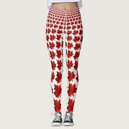 Leggings Foliares de Folha Vermelha do CANADÁ