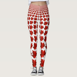 Leggings Foliares de Folha Vermelha do CANADÁ