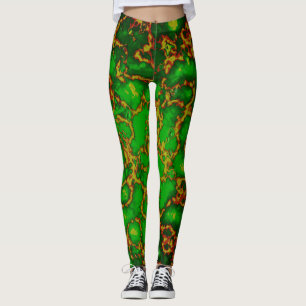 Leggings Fractais Grunge Verde