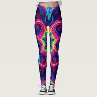 Leggings Fractais Psicodélicas com Arte Neon Manda