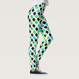 Leggings Funky Preta com Blocos Verdes