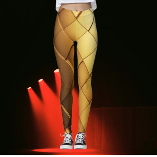 Leggings Futuristas Dourados Hexa-Tech