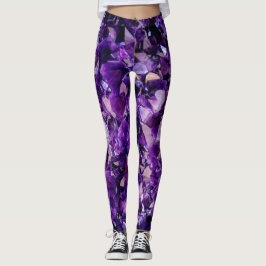 Leggings Gemstone de Cristal de Ametist Roxo