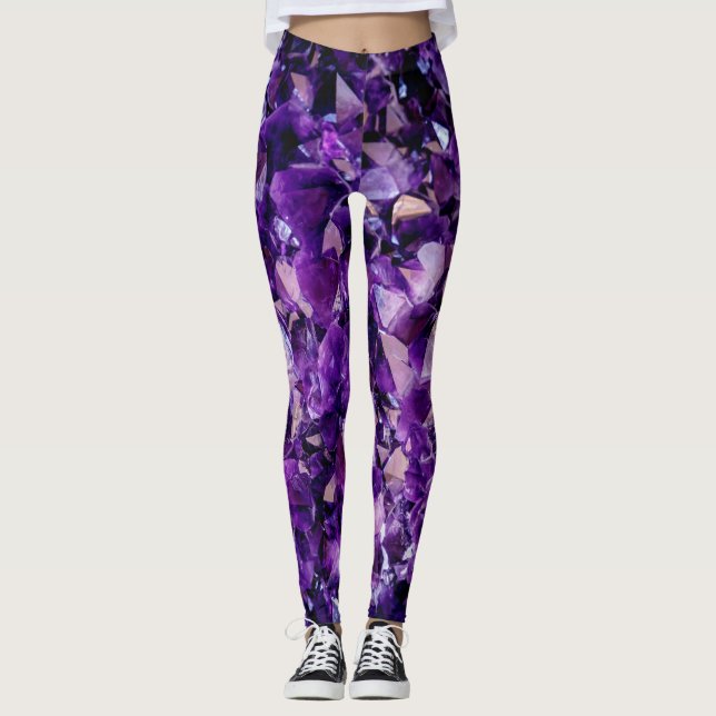 Leggings Gemstone de Cristal de Ametist Roxo (Frente)