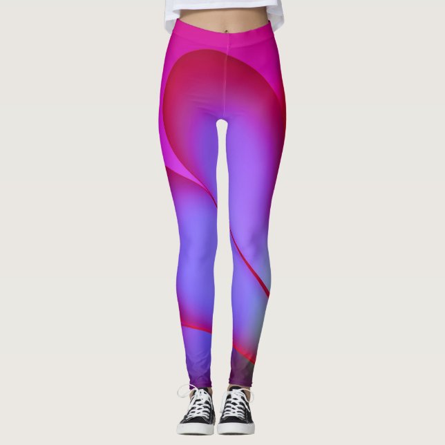 Leggings Geométricas Abstratas Rosa Roxo | Colorfu (Frente)
