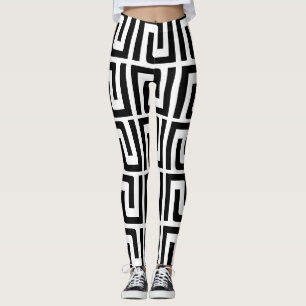 Leggings geométricas brancas e pretas