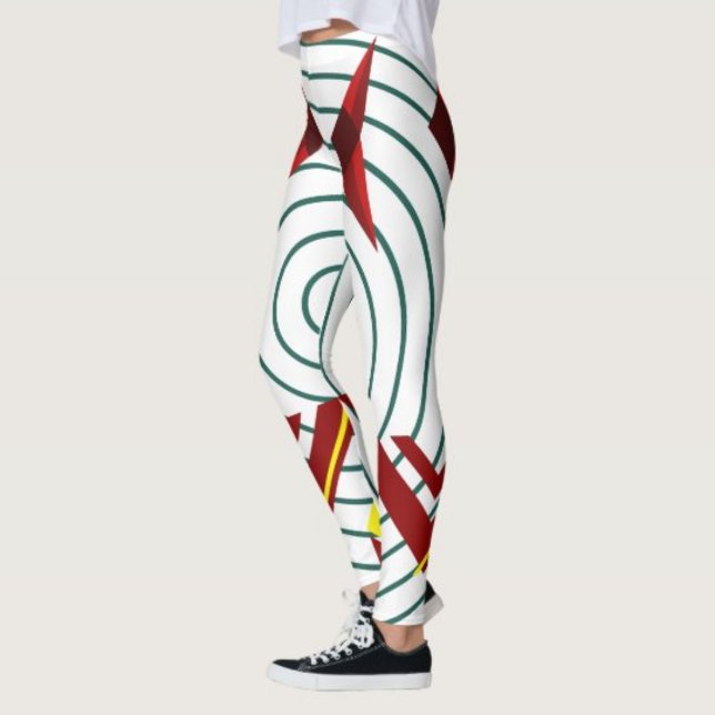Leggings geométricas de abstrato - Tendência (Step into bold style with these abstract art leggings, designed for comfort and creativity.)