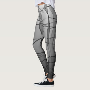 Leggings geométricas de efeito de malha das Cinzas