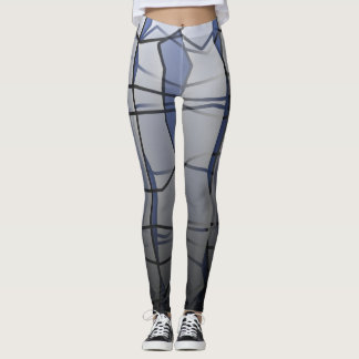 Leggings geométricas de efeito de malha das Cinzas