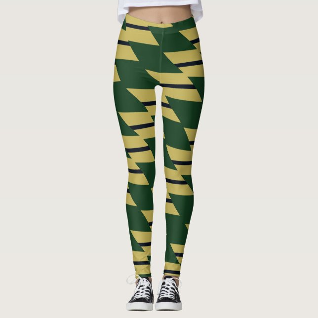 Leggings geométricas Douradas e Marinhos verdes (Frente)