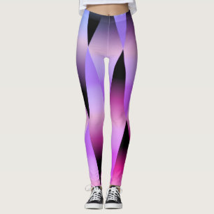 Leggings geométricas legal de cinzas pretas e roxa