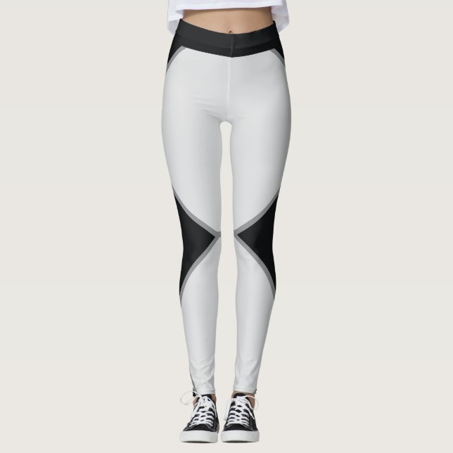 Leggings Geométricas Pretas e Cinzas Abstratas (Frente)