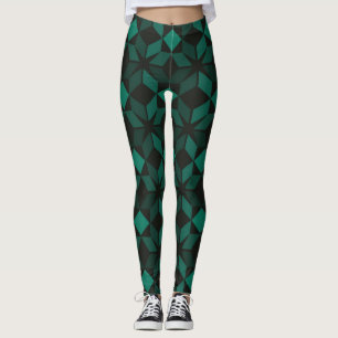 Leggings geométricas verdes femininas