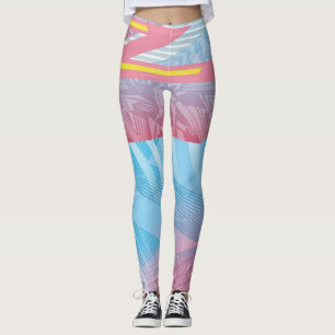 Leggings Geométricas Vibrantes dos anos 80 Retrofu