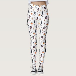 🦇 Leggings Góticas de Halloween 🎃 brancas 🖤