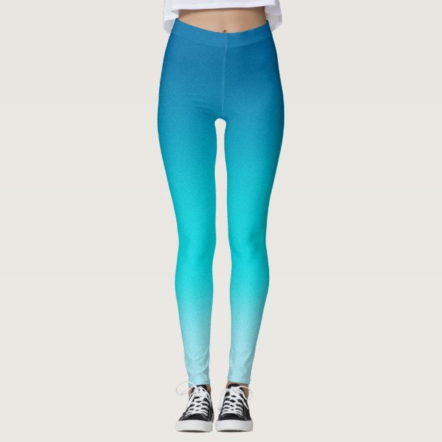 Leggings Gradiente de Azul para Aqua Moderno Ombre (Frente)