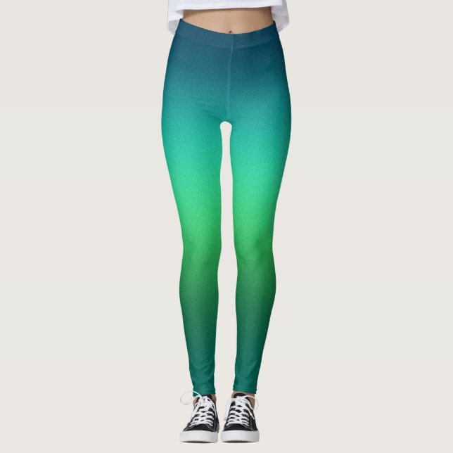 Leggings Gradiente Verde a Teal Ombre Ioga Atlétic (Frente)