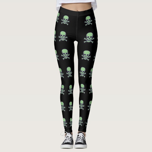Leggings Green Skull caveiras grandes (Frente)