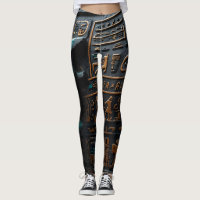 Leggings Hieróglifas Douradas Egípcias