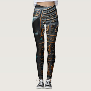Leggings Hieróglifas Douradas Egípcias