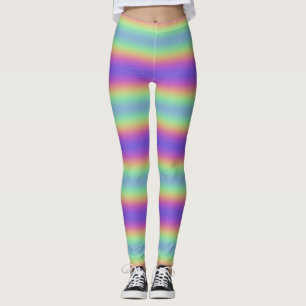 Leggings Horizontais do Arco-Íris Neon Brilhante