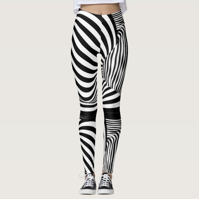 Leggings Ilusão Listras Preto e Branco Zebra (Frente)