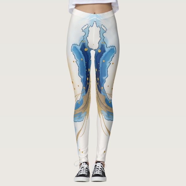 Leggings Impressão-azuis-Ouro-branco (Frente)
