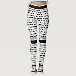 Leggings Impressão de Gato Branco e Preto