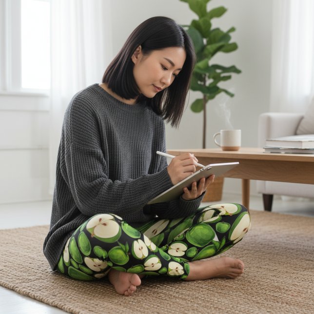 Leggings Impressão de Maçã Verde (Green Apple Print Leggings)