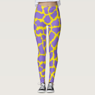 Leggings Impressão Giraffe com fundo roxo