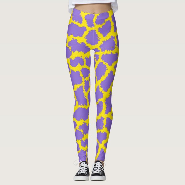 Leggings Impressão Giraffe com fundo roxo (Frente)