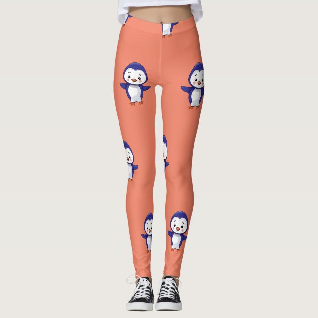 Leggings impressas com penquim cúmulo (Frente)
