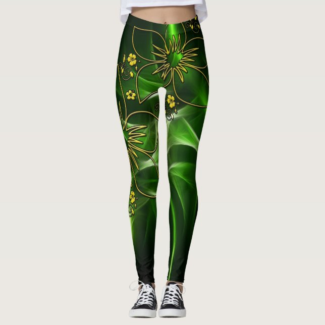 Leggings Impressas Verdes - Conforto Na moda (Frente)