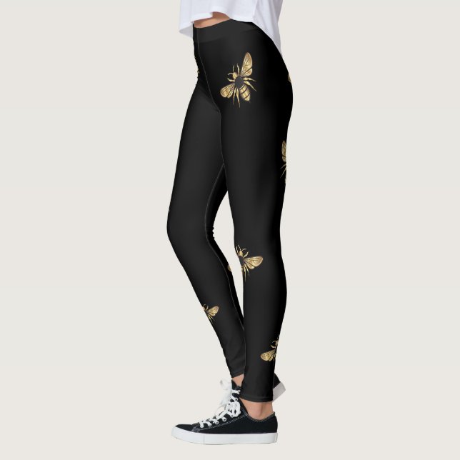 Leggings incríveis de abelhas Douradas e pretas (Esquerda)