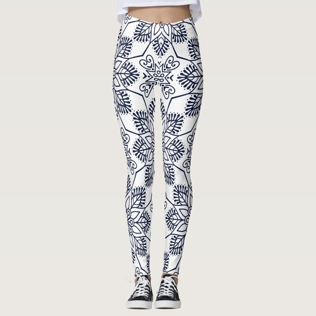 Leggings Indigo Bloom Mandala ("Step into style with these indigo mandala leggings")