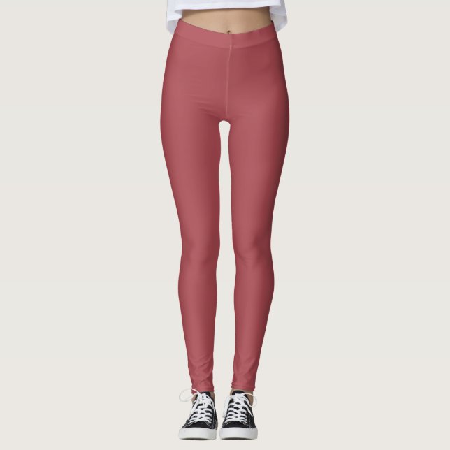 Leggings Inglesas de Cor Sólida Vermelha (Frente)