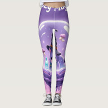 Leggings Kawaii Witch Snow Globe Roxo