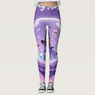 Leggings Kawaii Witch Snow Globe Roxo