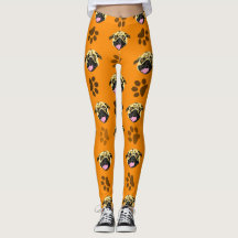 Leggings Laranja Cachorro Pug