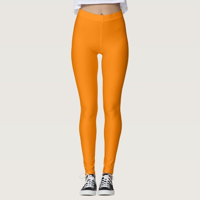 Leggings Laranja Fluorescente Estilo Ousado de Rou (Frente)