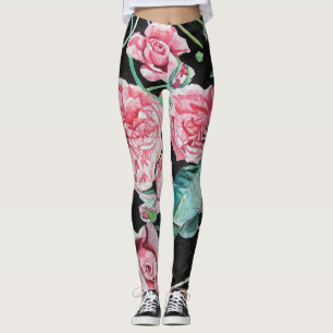 Leggings lindas de rosas rosa velhas